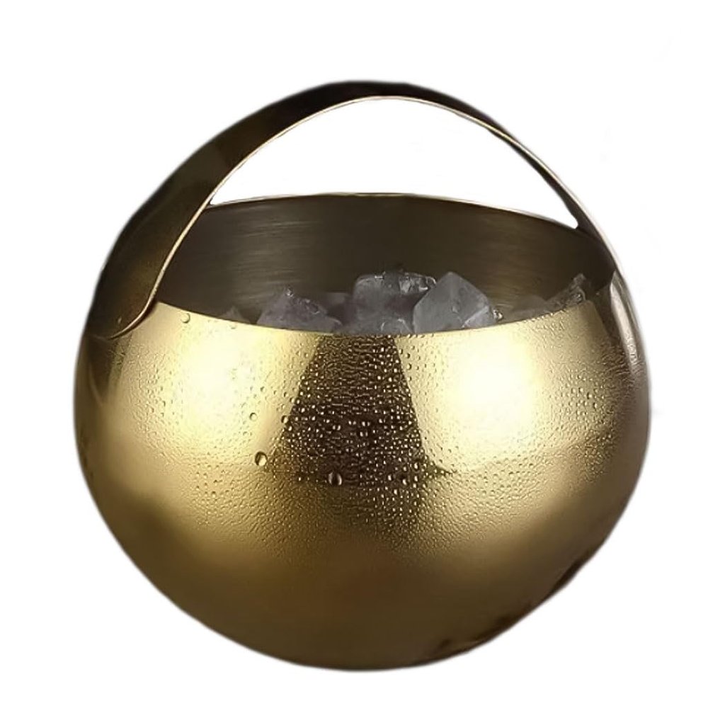 ENSDIEPLS Stainless Steel Ice Bucket with Carry Handle, 2 L, Gold