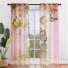 Odot Semi-Sheer Curtains, 3D Butterfly Voile Panels, 2-Piece Set, 55.12 x 108.27 in, Peach Blossom view 1