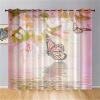 Odot Semi-Sheer Curtains, 3D Butterfly Voile Panels, 2-Piece Set, 55.12 x 108.27 in, Peach Blossom view 2