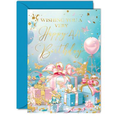 Elegant Gold 44th Birthday Card for Women and Men, A5