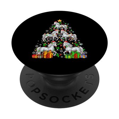 Santa Horses as a Christmas Tree Colorful Lights Farmer PopSockets with Interchangeable PopGrip