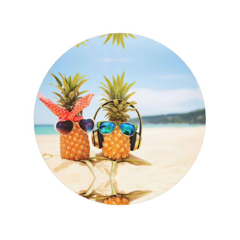 Beach Two Pineapple Sea Premium Round Refrigerator Magnets