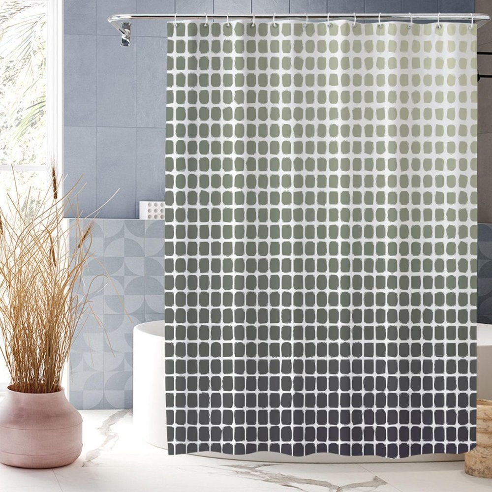 XUEDNGM Mold-Resistant Fabric Shower Curtain 130 x 170 cm, Multicolor Grid