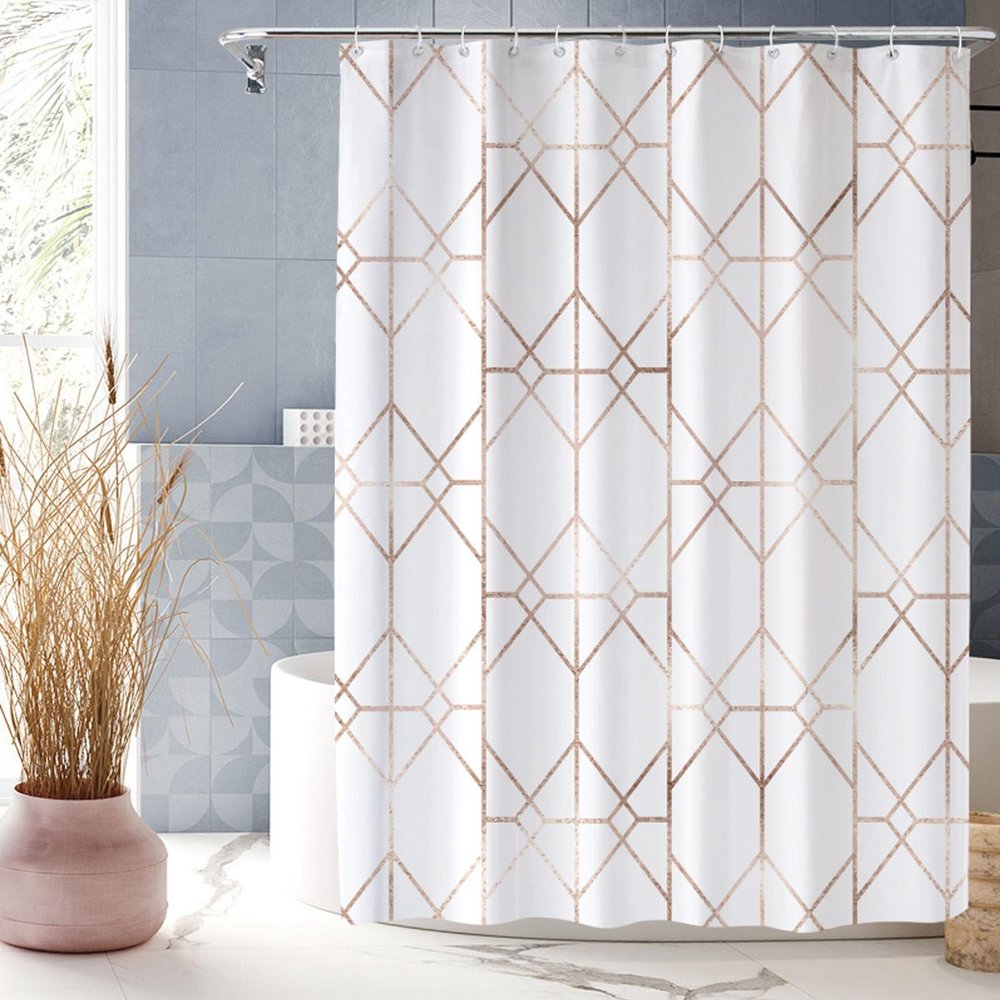 XUEDNGM Anti-Mildew Shower Curtain, 150 x 180 cm, Waterproof, Washable, Abstract Design