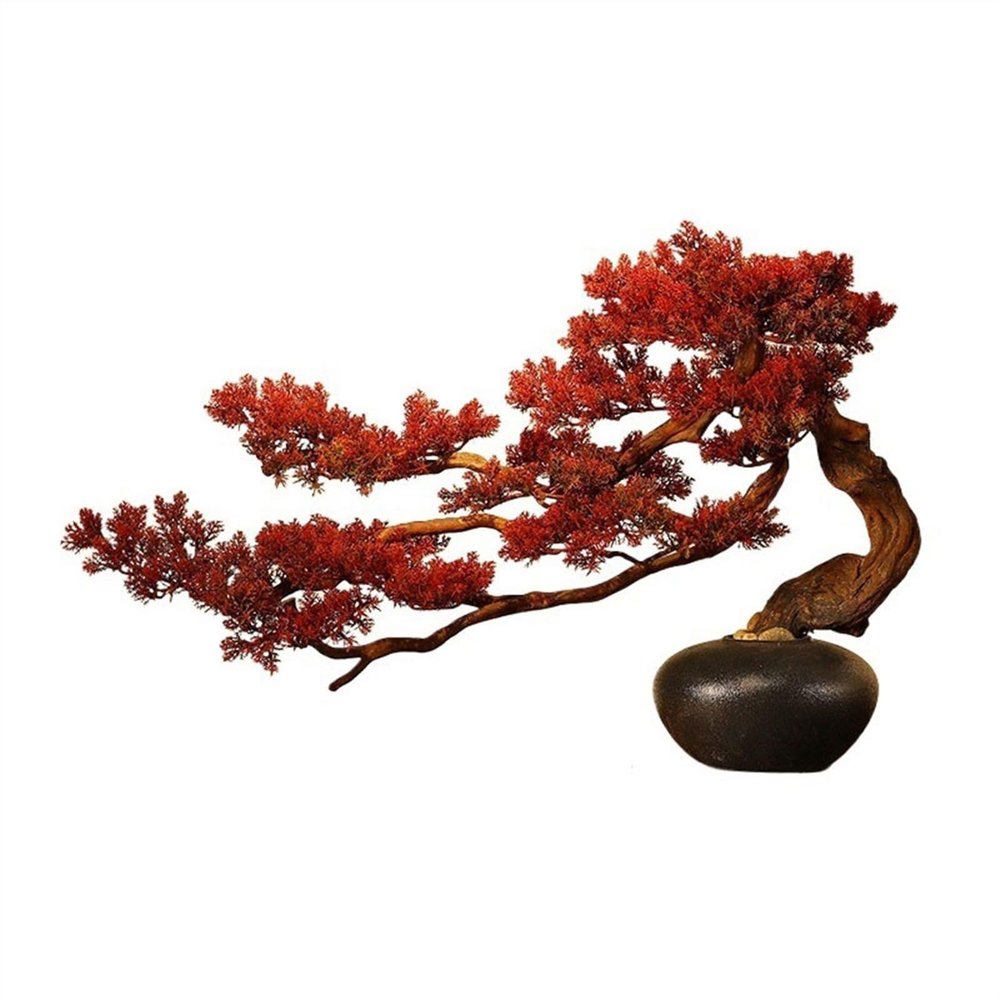MOOWI Artificial Chinese Bonsai Tree, Zen Faux Green Plant in Pot