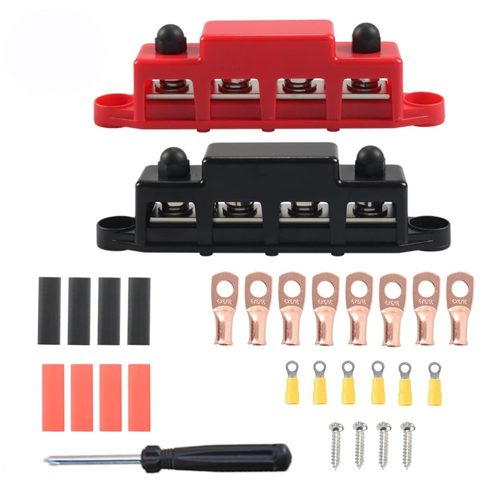 Ieron 2-Pack 4-Way Wiring Bus Bars, 150 A Bolt-Type Power Distribution Blocks
