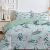 Qiwagu Comforter 220 x 240 cm, Light Blue Reversible Plant-Leaf Quilt, Washable, Coverless, Soft 200 GSM All-Season Blanket with 2 Pillowcases (Pillows Not Included) view 1