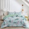 Qiwagu Comforter 220 x 240 cm, Light Blue Reversible Plant-Leaf Quilt, Washable, Coverless, Soft 200 GSM All-Season Blanket with 2 Pillowcases (Pillows Not Included) view 2