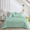 Qiwagu Comforter 220 x 240 cm, Light Blue Reversible Plant-Leaf Quilt, Washable, Coverless, Soft 200 GSM All-Season Blanket with 2 Pillowcases (Pillows Not Included) view 3
