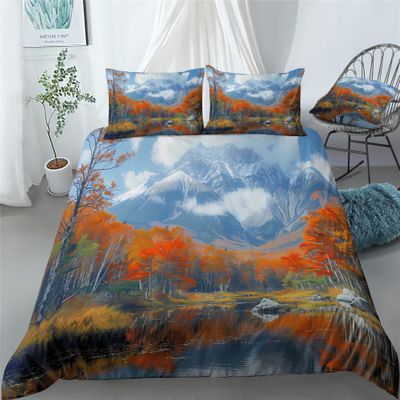 REALIN Fairyland Tranquil Autumn Woodland Duvet Cover Set, 3/4-Piece, for Children, Boys and Girls (C, King—220×230 cm—3 PCS)