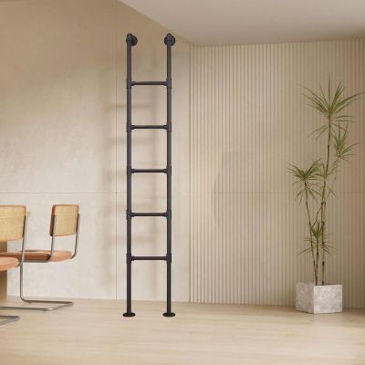 AYVADA Wall-Mounted Attic Ladder for Bunk Beds, 100–150 cm, Black Forged-Iron Metal Ladder