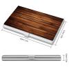 NHYDSPQ Metal Business Card Holder, Brown Wood-Grain Print view 2