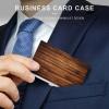NHYDSPQ Metal Business Card Holder, Brown Wood-Grain Print view 3