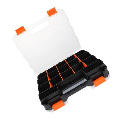 Plastic Small Parts Organizer Box with Compartments and Clear Lid