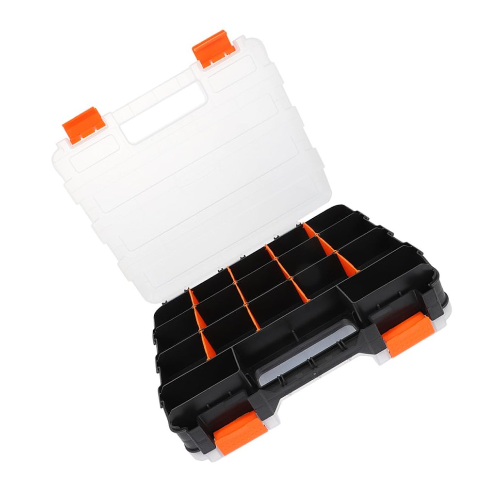 Plastic Small Parts Organizer Box with Compartments and Clear Lid