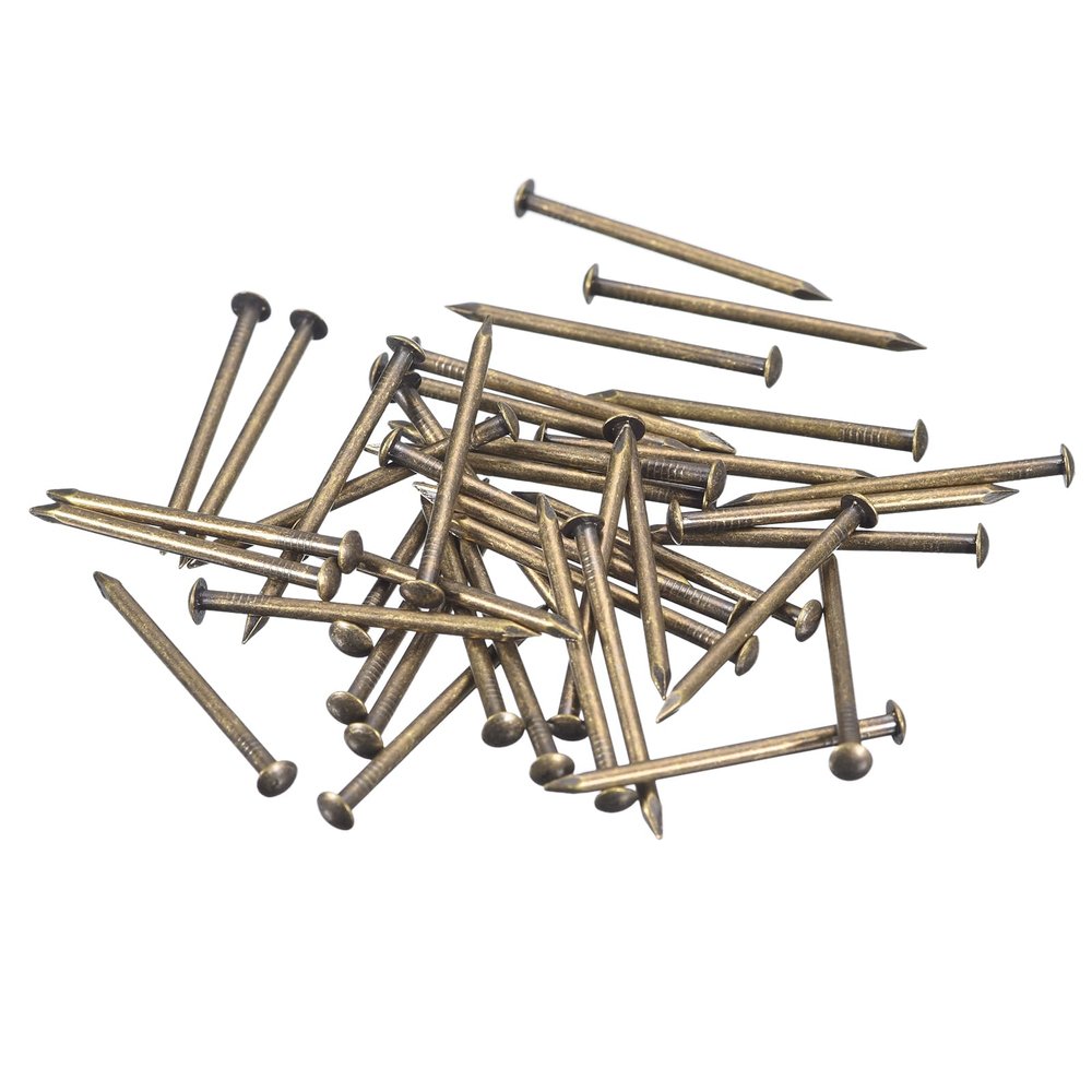 QUARKZMAN 80-Piece Brass Nails, 1.5 x 25 mm, Tiny Nails for Wood DIY and Decorative Boxes, Bronze Tone