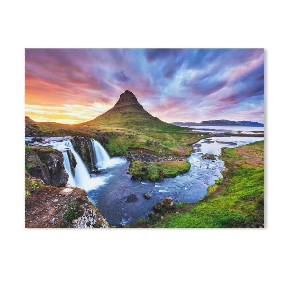 Paint by Numbers Sunset at Mount Kirkjufell, Iceland, DIY Acrylic Painting Kit, 50 x 60 cm