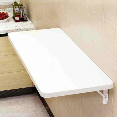 JAVYPPT Wall-Mounted Folding Computer Desk, Heavy-Duty Shelf-Bracket Table, Kitchen Dining Table, White, 50 x 60 cm