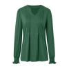 Women's Elegant Long-Sleeve Patchwork V-Neck Tunic Blouse view 4