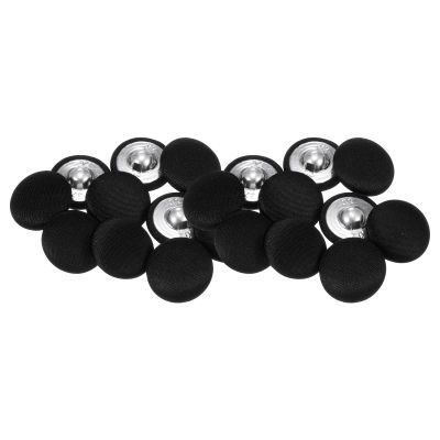 QUARKZMAN 20 Black Fabric-Covered Shank Buttons, 20 mm