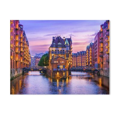 BEAYODKP Paint by Numbers Kit – Speicherstadt at Dusk, Hamburg Harbor, Germany, 30 x 40 cm