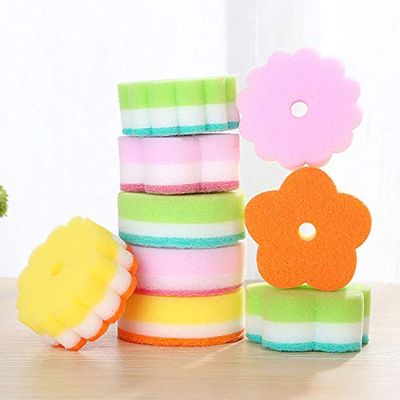 Keuyeo Flower-Shaped Scrub Sponges, 5-Piece Set