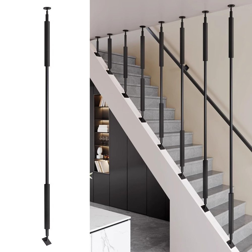 Adjustable Angle Stair Railing Baluster, Black/Gold, 90 cm/35 in