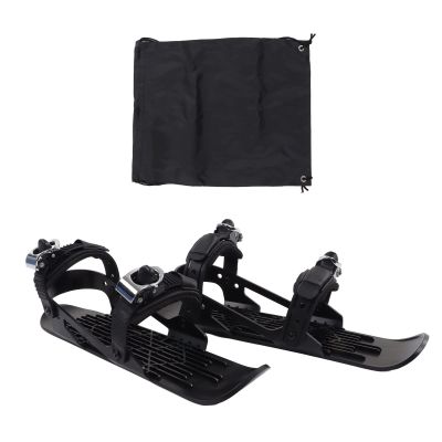 ANKROYU Mini Ski Skates, Adjustable Mini Ski Boots, Lightweight Compact Short Ski Skates for Ice Hockey Skating (Black)