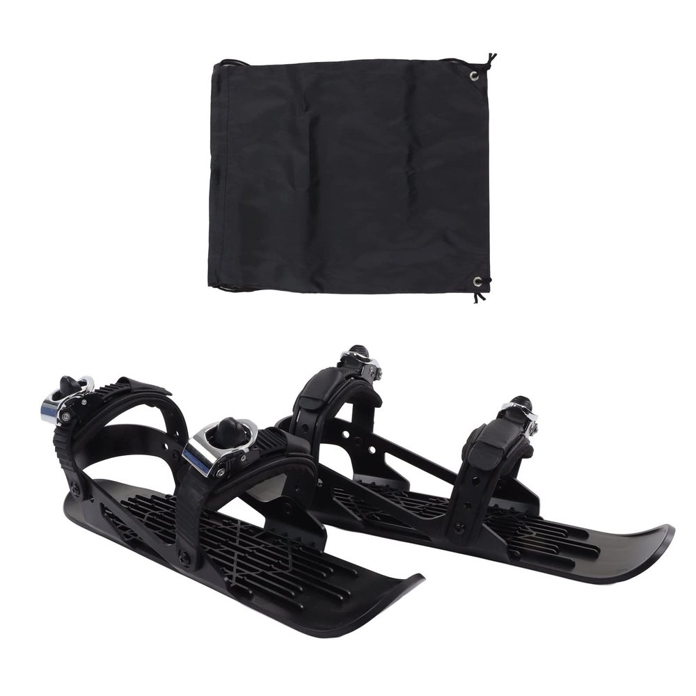 ANKROYU Mini Ski Skates, Adjustable Mini Ski Boots, Lightweight Compact Short Ski Skates for Ice Hockey Skating (Black)