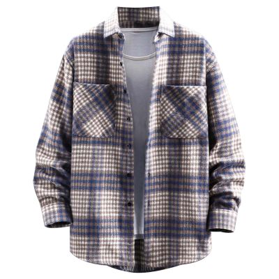 Bauzuoyo Men's Long-Sleeve Flannel Shirt Jacket with Sherpa Lining