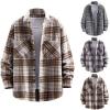 Bauzuoyo Men's Long-Sleeve Flannel Shirt Jacket with Sherpa Lining view 2
