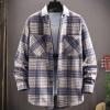 Bauzuoyo Men's Long-Sleeve Flannel Shirt Jacket with Sherpa Lining view 3