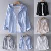 Bauzuoyo Men's Linen Blazer, Spring-Fall Hooded Casual Jacket with Buttons, Lightweight Sports Coat and Linen Shirt, Comfortable Slim Fit view 2