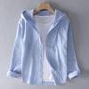Bauzuoyo Men's Linen Blazer, Spring-Fall Hooded Casual Jacket with Buttons, Lightweight Sports Coat and Linen Shirt, Comfortable Slim Fit view 3