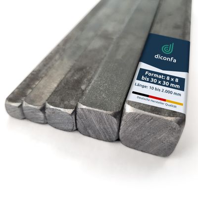diconfa Square Steel Bar S235JR ST37, 16 x 16 mm, 60 mm (0.06 m) Long - Lengths: 10-100 mm - Sizes: 8 x 8 to 30 x 30 mm - Deburred