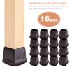 HOMEDEK 16-Piece Brown Silicone Floor Protectors for Chair Legs, Square Caps with Wrapped Felt, Fit: 0.55–0.75 view 2