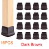 HOMEDEK 16-Piece Brown Silicone Floor Protectors for Chair Legs, Square Caps with Wrapped Felt, Fit: 0.55–0.75 view 3