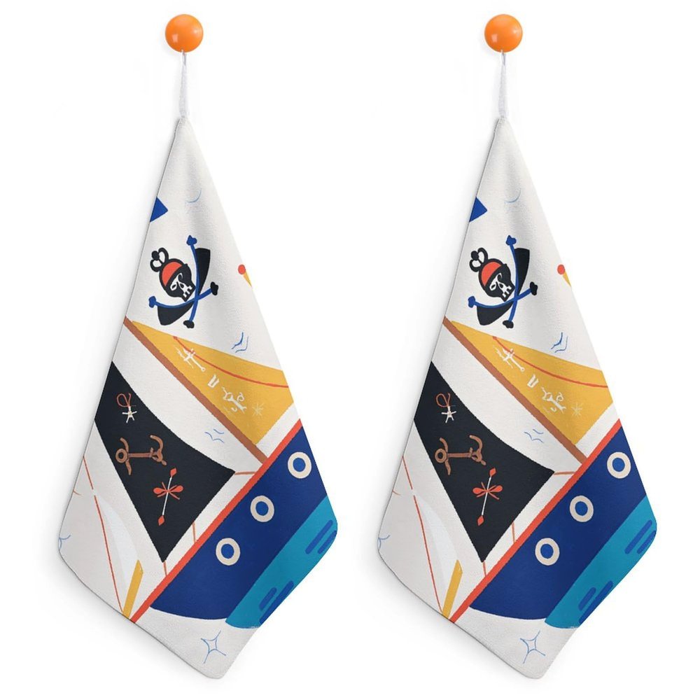 NWGHM Microfiber Hanging Hand Towels, 2-Pack – Nautical Sailing & Pirate Design