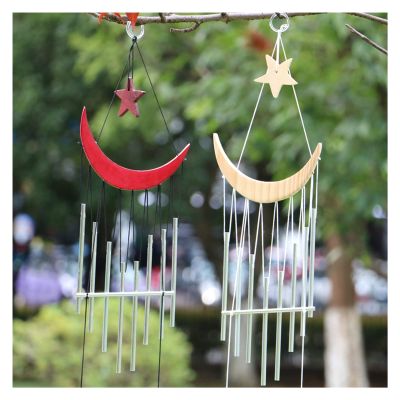 Aqxyedc VNJUGF 2-Piece 9-Tube Moon and Star Wind Chime, Mixed Colors