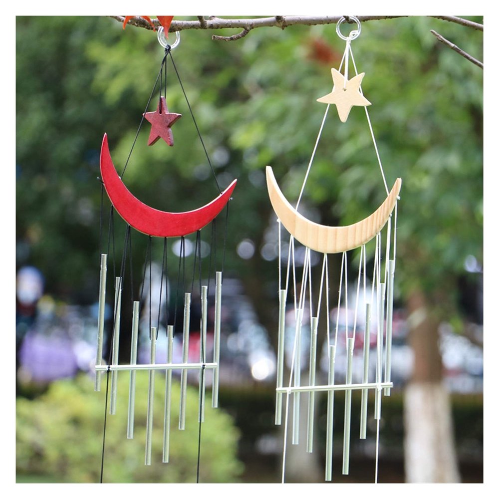 Aqxyedc VNJUGF 2-Piece 9-Tube Moon and Star Wind Chime, Mixed Colors