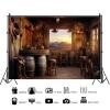 ASDCXZ Western Cowboy Photo Backdrop 3.6 x 2.5 m, Rustic Western Bar, Warehouse, Racetrack and Farm Scene for Baby Showers, Birthdays, Weddings and Parties view 2