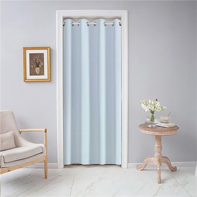 Odot Opaque Door Curtain with Grommets, Blackout Thermal Curtain, Solid Color, 1 Piece, Light Blue, 130 x 150 cm