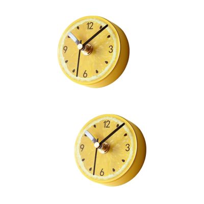 Alipis 2-Piece Refrigerator Clock with Magnetic Stickers, Creative Fruit Pattern Wall Clock