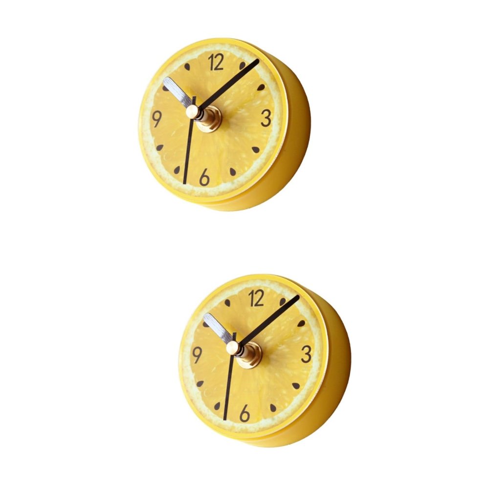 Alipis 2-Piece Refrigerator Clock with Magnetic Stickers, Creative Fruit Pattern Wall Clock