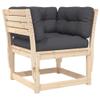 Lauuoeriau Garden Sofa Armrest with Cushion, Solid Pine Wood view 2