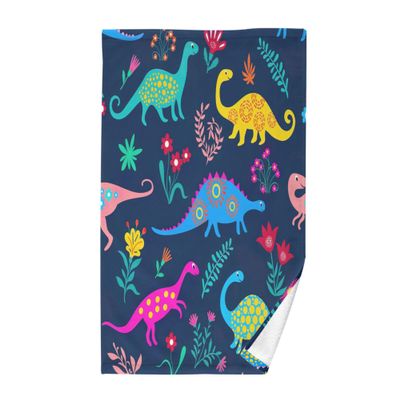 Cotton Face and Hand Towels, 16 x 28 in, Dinosaur Cartoon Pattern