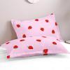 Chickwin Printed Fitted Sheet for Box Spring Beds, Soft Mattress Protector, Up to 30 cm Deep (2-Pillowcase, Pink Strawberry) view 1