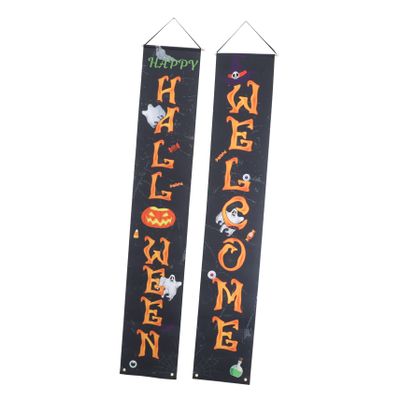 Happy Halloween Door Sign, 1 Pair of Oxford Fabric Hanging Banners