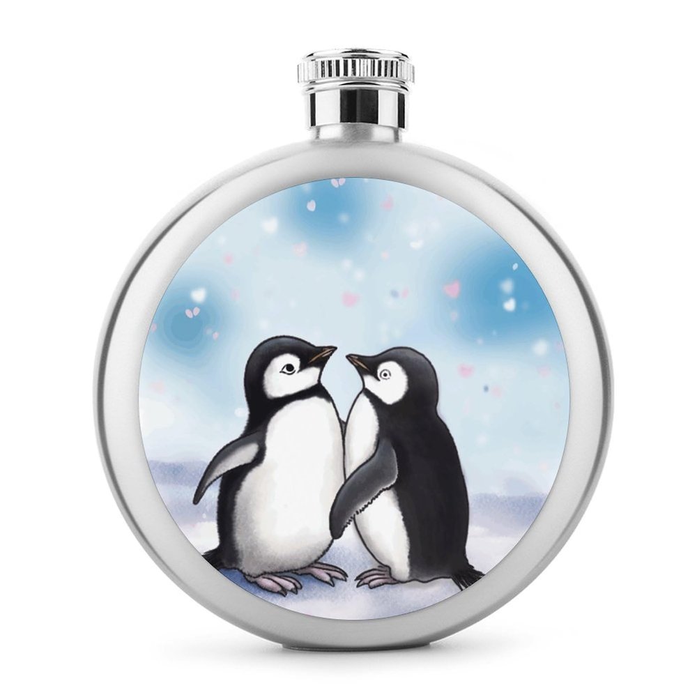 I Love Penguins Stainless Steel Hip Flask, 142 ml