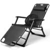 Foldable Adjustable Lounge Chair with Cup Holder and Removable Cushion view 1